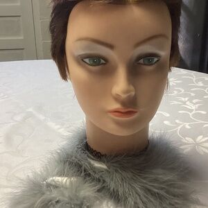 Fur  collar. WHISPY gray fluffy